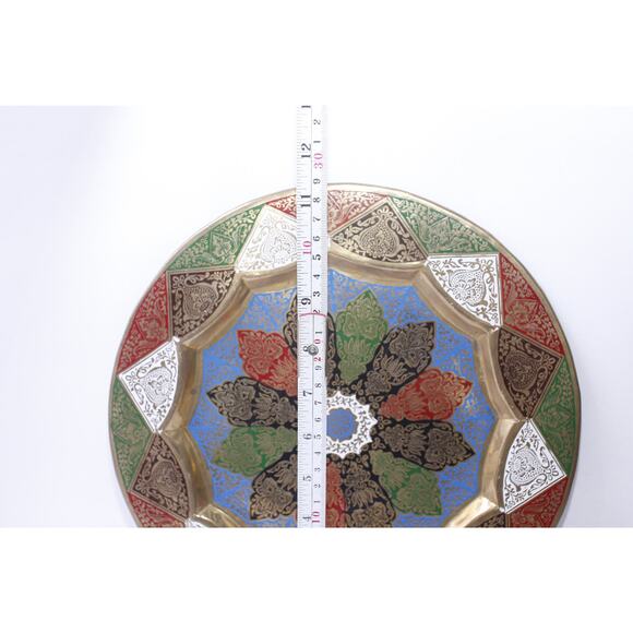 Brass Collectible Plate, Floral, Geometric Design, Sound Vision, Kitchen Decor - Picture 2 of 3